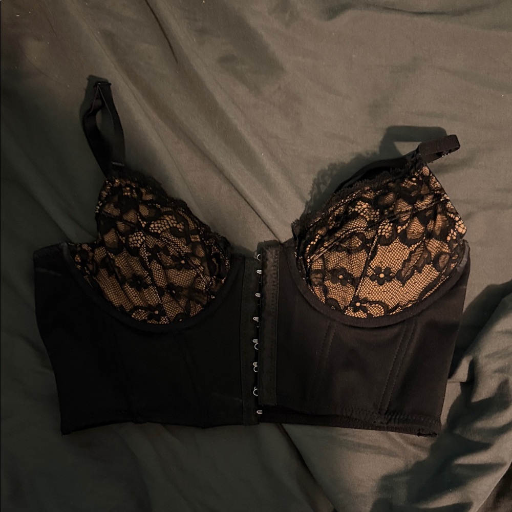Garage Black and Gold Lace Bustier